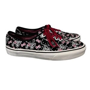 Vans Hello Kitty Authentic Sneakers Black Red Sanrio Low Top Canvas Skater Shoes